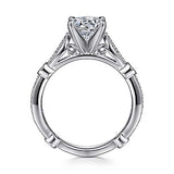 Gabriel & Co. ER6711W44JJ 14K White Gold Victorian Round Diamond Engagement Ring