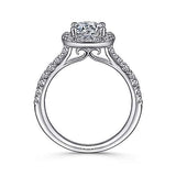 Gabriel & Co. ER6872W44JJ Lyla – 14K White Gold Cushion Halo Round Diamond Engagement Ring