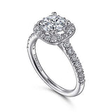 Gabriel & Co. ER6872W44JJ Lyla – 14K White Gold Cushion Halo Round Diamond Engagement Ring
