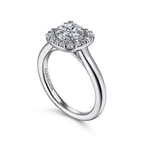 Gabriel & Co. Miley ER6873W44JJ – 14K White Gold Cushion Halo Round Diamond Engagement Ring