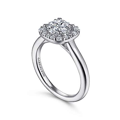 Gabriel & Co. Miley ER6873W44JJ – 14K White Gold Cushion Halo Round Diamond Engagement Ring