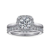 Gabriel & Co. Miley ER6873W44JJ – 14K White Gold Cushion Halo Round Diamond Engagement Ring