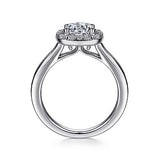 Gabriel & Co. Miley ER6873W44JJ – 14K White Gold Cushion Halo Round Diamond Engagement Ring