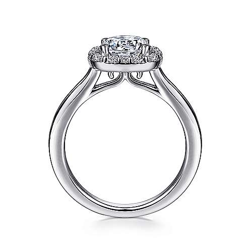 Gabriel & Co. Miley ER6873W44JJ – 14K White Gold Cushion Halo Round Diamond Engagement Ring