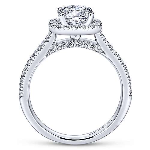 Gabriel & Co. Brianna ER6984W44JJ – 14K White Gold Cushion Halo Round Diamond Engagement Ring