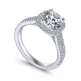 Gabriel & Co. Brianna ER6984W44JJ – 14K White Gold Cushion Halo Round Diamond Engagement Ring