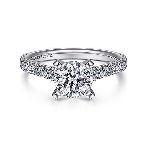 Gabriel & Co. Erica ER7225W44JJ – 14K White Gold Round Diamond Engagement Ring
