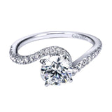 Gabriel & Co. ER7232W44JJ – 14K White Gold Contemporary Bypass Diamond Engagement Ring