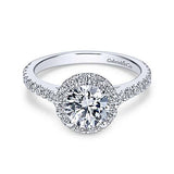 Gabriel & Co. Angela ER7259W44JJ – 14K White Gold Round Halo Diamond Engagement Ring