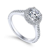 Gabriel & Co. Angela ER7259W44JJ – 14K White Gold Round Halo Diamond Engagement Ring