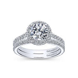 Gabriel & Co. Angela ER7259W44JJ – 14K White Gold Round Halo Diamond Engagement Ring