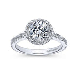 Gabriel & Co. Angela ER7259W44JJ – 14K White Gold Round Halo Diamond Engagement Ring