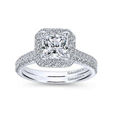 Gabriel & Co. Patience ER7266W44JJ – 14K White Gold Princess Halo Diamond Engagement Ring