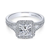 Gabriel & Co. ER7277W44JJ Savannah – 14K White Gold Princess Halo Diamond Engagement Ring
