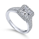 Gabriel & Co. ER7277W44JJ Savannah – 14K White Gold Princess Halo Diamond Engagement Ring