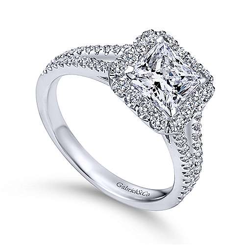 Gabriel & Co. ER7277W44JJ Savannah – 14K White Gold Princess Halo Diamond Engagement Ring