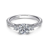 Gabriel & Co. Sandy ER7460W44JJ – 14K White Gold Round Three-Stone Diamond Engagement Ring