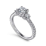 Gabriel & Co. Sandy ER7460W44JJ – 14K White Gold Round Three-Stone Diamond Engagement Ring