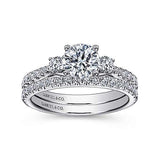 Gabriel & Co. Sandy ER7460W44JJ – 14K White Gold Round Three-Stone Diamond Engagement Ring