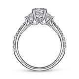 Gabriel & Co. Sandy ER7460W44JJ – 14K White Gold Round Three-Stone Diamond Engagement Ring