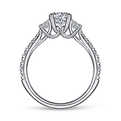 Gabriel & Co. Sandy ER7460W44JJ – 14K White Gold Round Three-Stone Diamond Engagement Ring