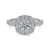 Gabriel & Co. ER7480W44JJ – 14K White Gold Halo Diamond Engagement Ring Setting (0.95 ct)