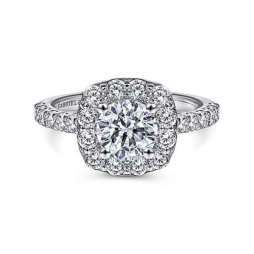 Gabriel & Co. ER7480W44JJ – 14K White Gold Halo Diamond Engagement Ring Setting (0.95 ct)
