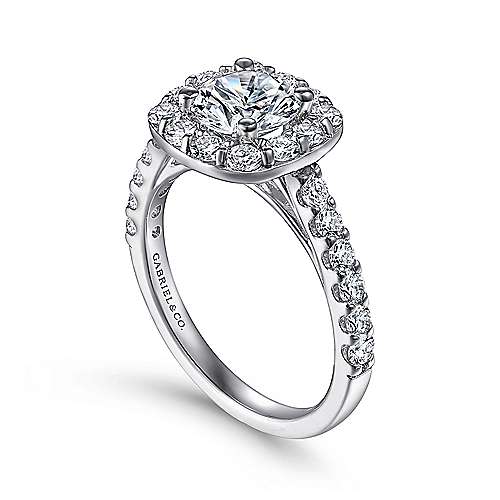 Gabriel & Co. ER7480W44JJ – 14K White Gold Halo Diamond Engagement Ring Setting (0.95 ct)