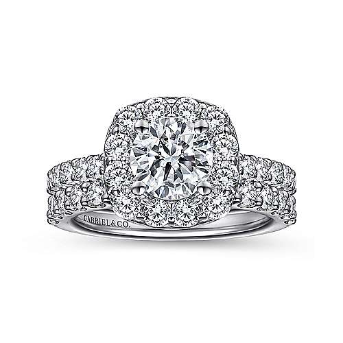 Gabriel & Co. ER7480W44JJ – 14K White Gold Halo Diamond Engagement Ring Setting (0.95 ct)