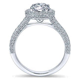 Gabriel & Co. Celestina ER7489W44JJ – Vintage Inspired 14K White Gold Round Halo Diamond Engagement Ring