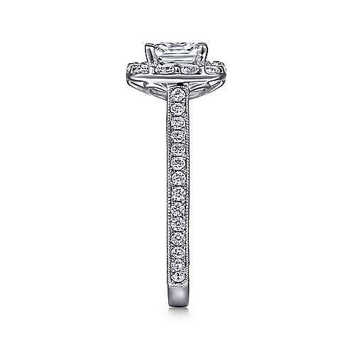 Gabriel & Co. Zelda ER7500W44JJ – Vintage Inspired 14K White Gold Cushion Halo Diamond Engagement Ring