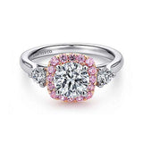 Gabriel & Co. ER7510T44PS 14K White Gold Round Halo Diamond Engagement Ring