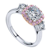 Gabriel & Co. ER7510T44PS 14K White Gold Round Halo Diamond Engagement Ring