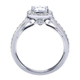 Gabriel & Co. ER7527W44JJ 14K White Gold Cushion Halo Engagement Ring – Victorian Vintage Semi-Mount