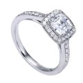 Gabriel & Co. ER7527W44JJ 14K White Gold Cushion Halo Engagement Ring – Victorian Vintage Semi-Mount