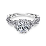 Gabriel & Co. ER7543W44JJ Marissa – 14K White Gold Round Halo Diamond Engagement Ring