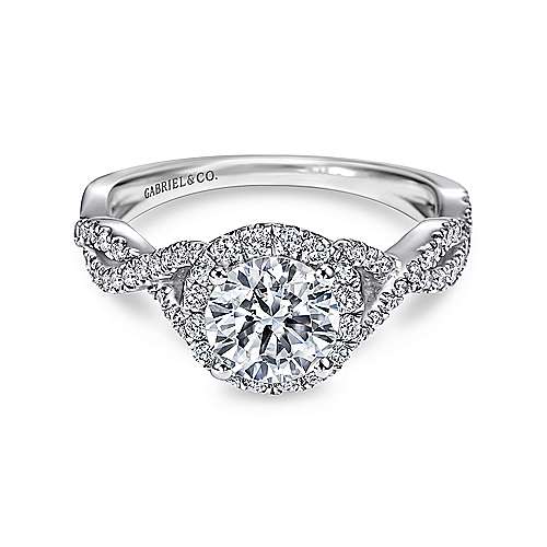 Gabriel & Co. ER7543W44JJ Marissa – 14K White Gold Round Halo Diamond Engagement Ring