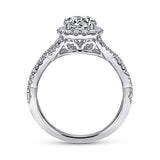 Gabriel & Co. ER7543W44JJ Marissa – 14K White Gold Round Halo Diamond Engagement Ring
