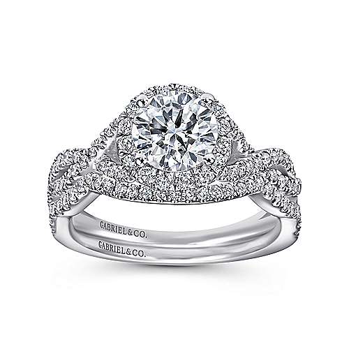 Gabriel & Co. ER7543W44JJ Marissa – 14K White Gold Round Halo Diamond Engagement Ring