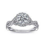 Gabriel & Co. ER7543W44JJ Marissa – 14K White Gold Round Halo Diamond Engagement Ring