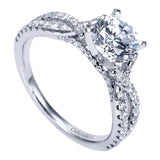 Gabriel & Co. ER7544W44JJ – 14K White Gold Contemporary Criss Cross Halo Diamond Engagement Ring