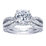Gabriel & Co. ER7544W44JJ – 14K White Gold Contemporary Criss Cross Halo Diamond Engagement Ring