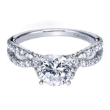 Gabriel & Co. ER7544W44JJ – 14K White Gold Contemporary Criss Cross Halo Diamond Engagement Ring
