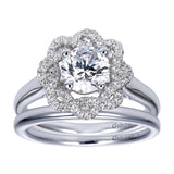 Gabriel & Co. ER7728W44JJ 14K White Gold Round Diamond Halo Engagement Ring