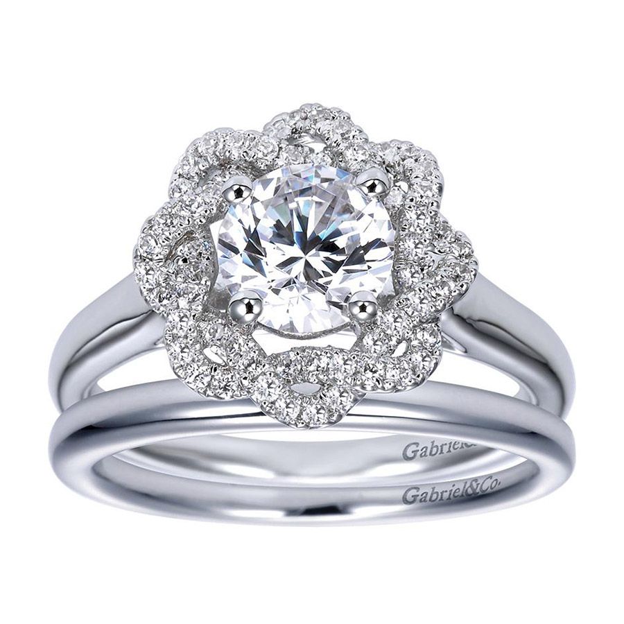 Gabriel & Co. ER7728W44JJ 14K White Gold Round Diamond Halo Engagement Ring