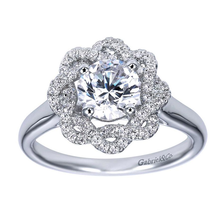 Gabriel & Co. ER7728W44JJ 14K White Gold Round Diamond Halo Engagement Ring