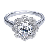 Gabriel & Co. ER7728W44JJ 14K White Gold Round Diamond Halo Engagement Ring