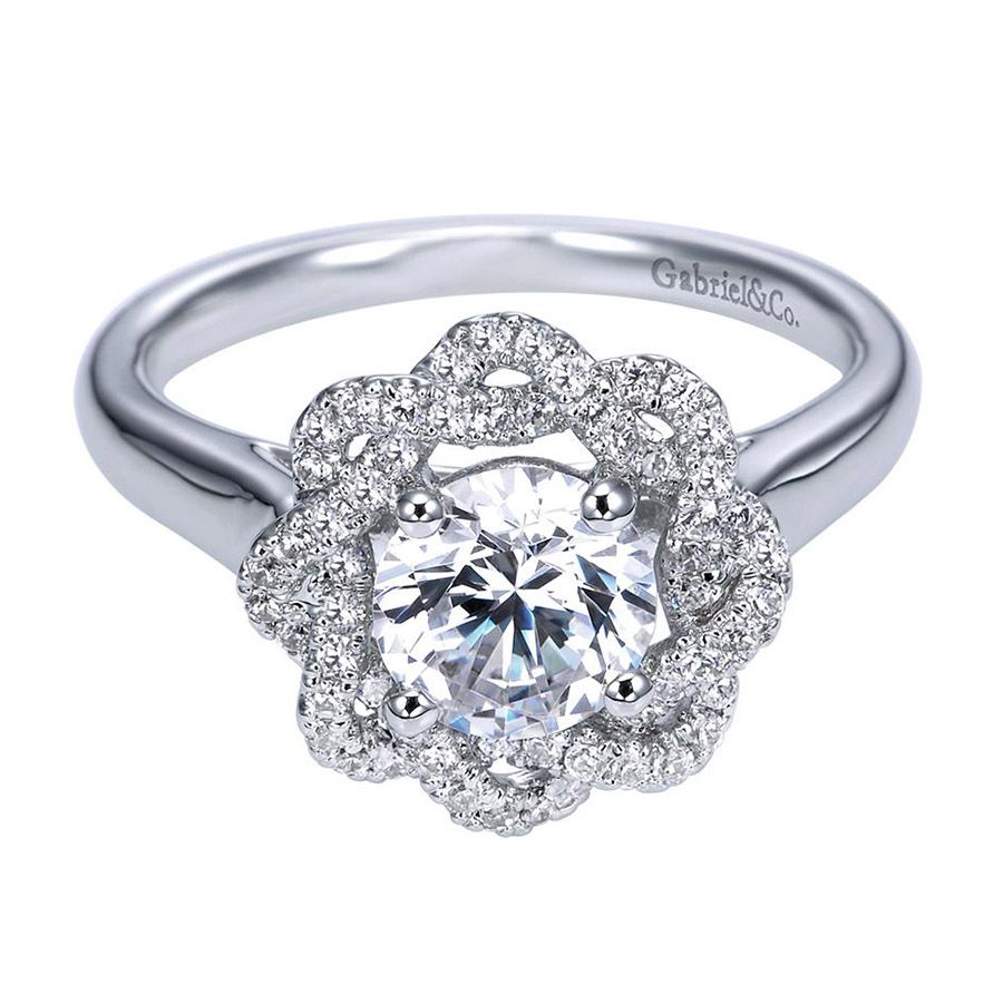 Gabriel & Co. ER7728W44JJ 14K White Gold Round Diamond Halo Engagement Ring
