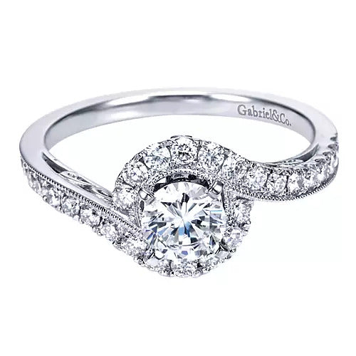 Gabriel & Co. ER7775W44JJ – 14K White Gold Round Halo Diamond Engagement Ring Setting (0.25 ct)