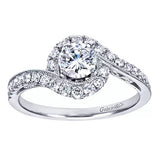Gabriel & Co. ER7775W44JJ – 14K White Gold Round Halo Diamond Engagement Ring Setting (0.25 ct)